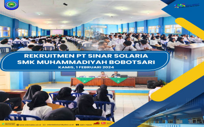 Rekruitmen PT Sinar Solaria dilaksanakan di Gedung SMK Muhammadiyah Bobotsari hari Kamis, 01 Februari 2024.